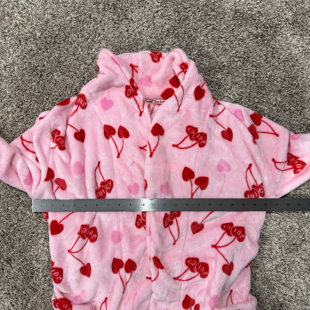 Womens Pink Red Juicy Couture AOP Cherries Cherry Luxe Plush Sleepwear Robe L/XL - Picture 8 of 9